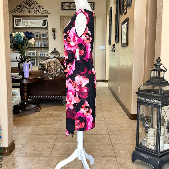 SLNY*Asymmetrical A-Line Midi Floral Print Dress*NWT - Picture 3 of 5